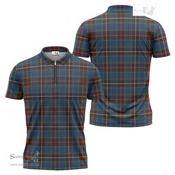 ScotsTee Shop Scottish Fraser Hunting Ancient Clan Tartan Zipper Polo Shirt