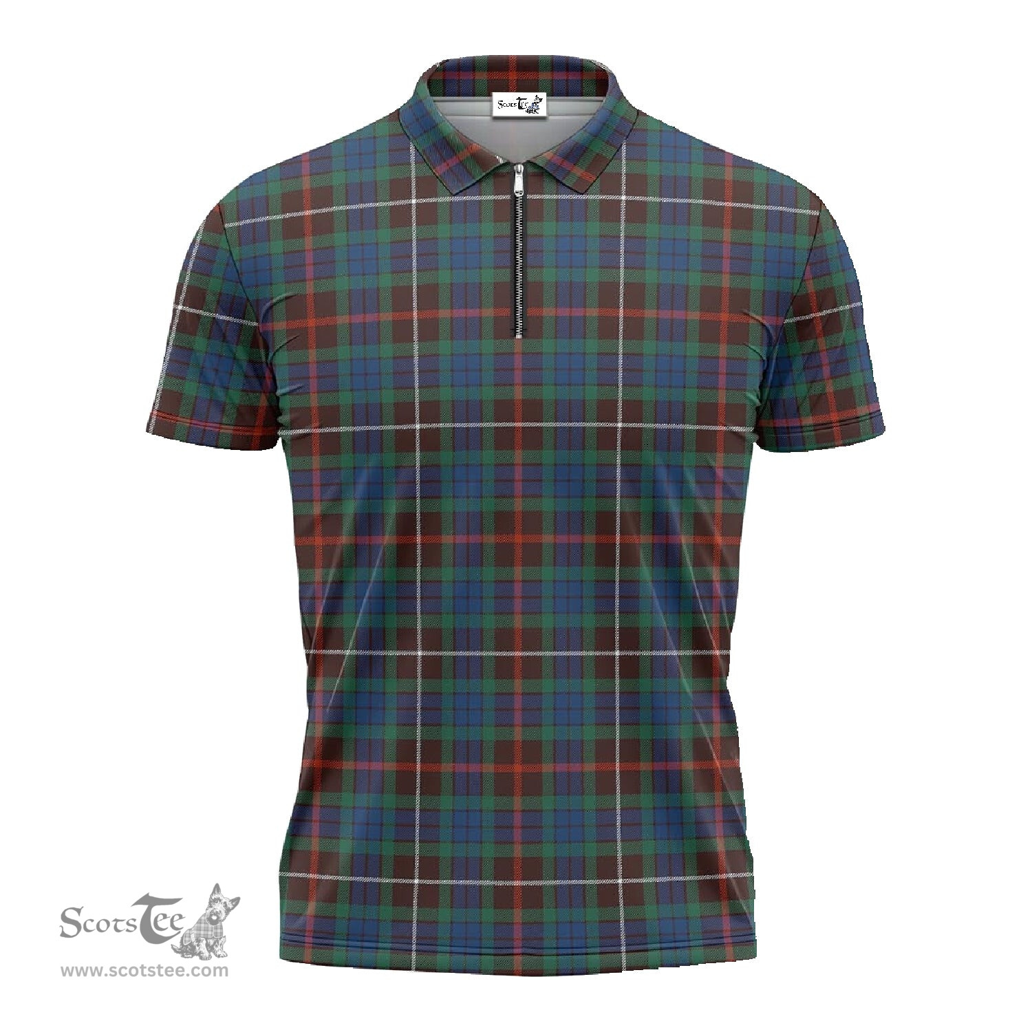 ScotsTee Shop Scottish Fraser Hunting Ancient Clan Tartan Zipper Polo Shirt