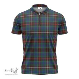 ScotsTee Shop Scottish Fraser Hunting Ancient Clan Tartan Zipper Polo Shirt