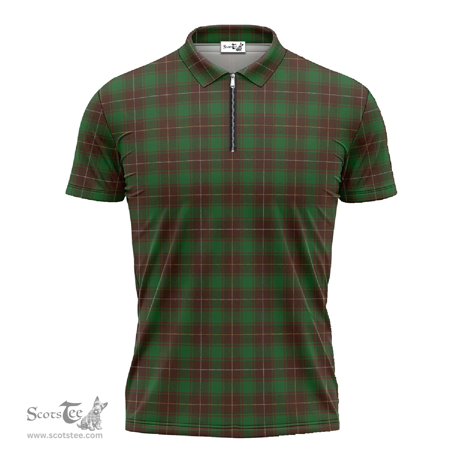 ScotsTee Shop Scottish MacFie Hunting Clan Tartan Zipper Polo Shirt