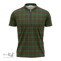 ScotsTee Shop Scottish MacFie Hunting Clan Tartan Zipper Polo Shirt