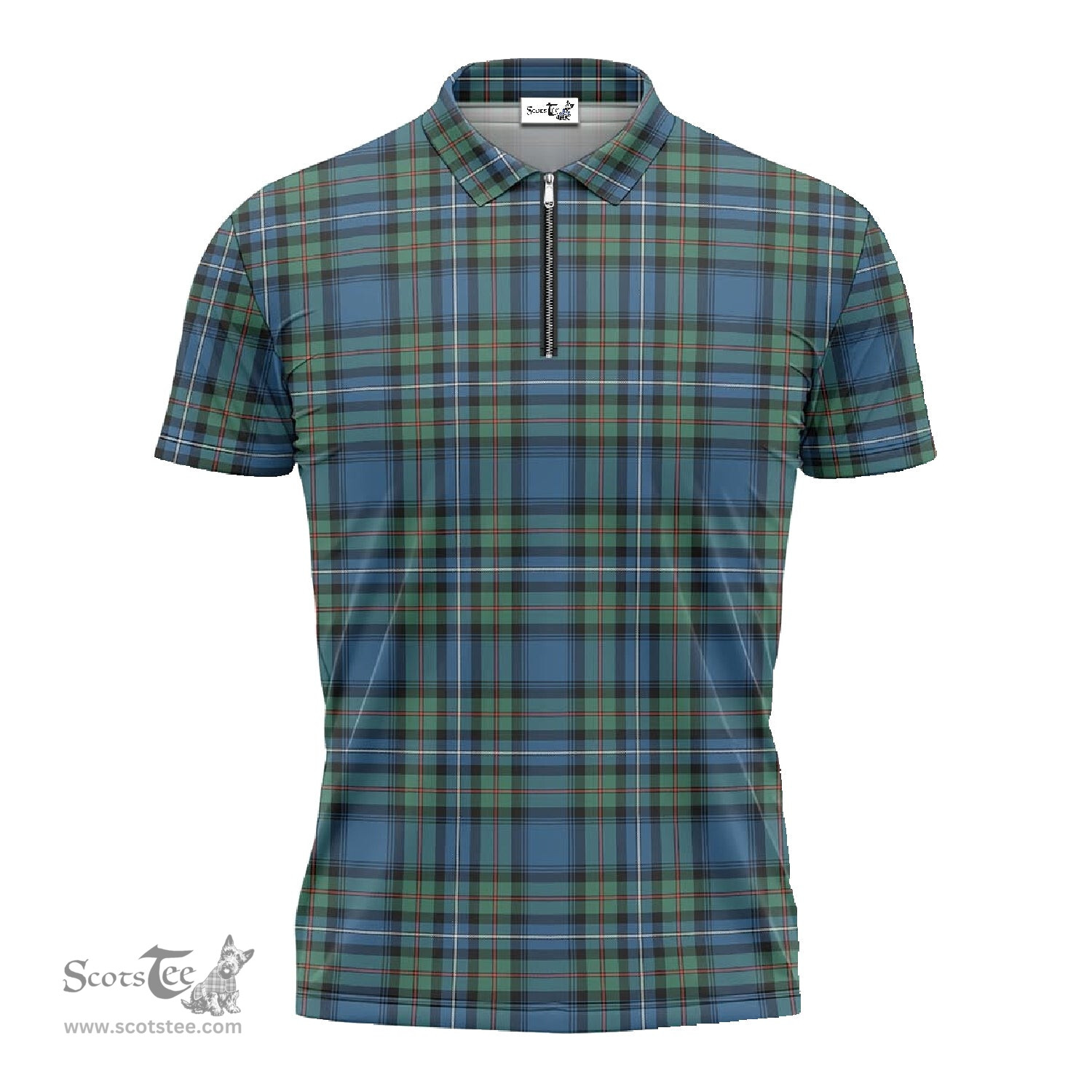 ScotsTee Shop Scottish Robertson Hunting Ancient Clan Tartan Zipper Polo Shirt