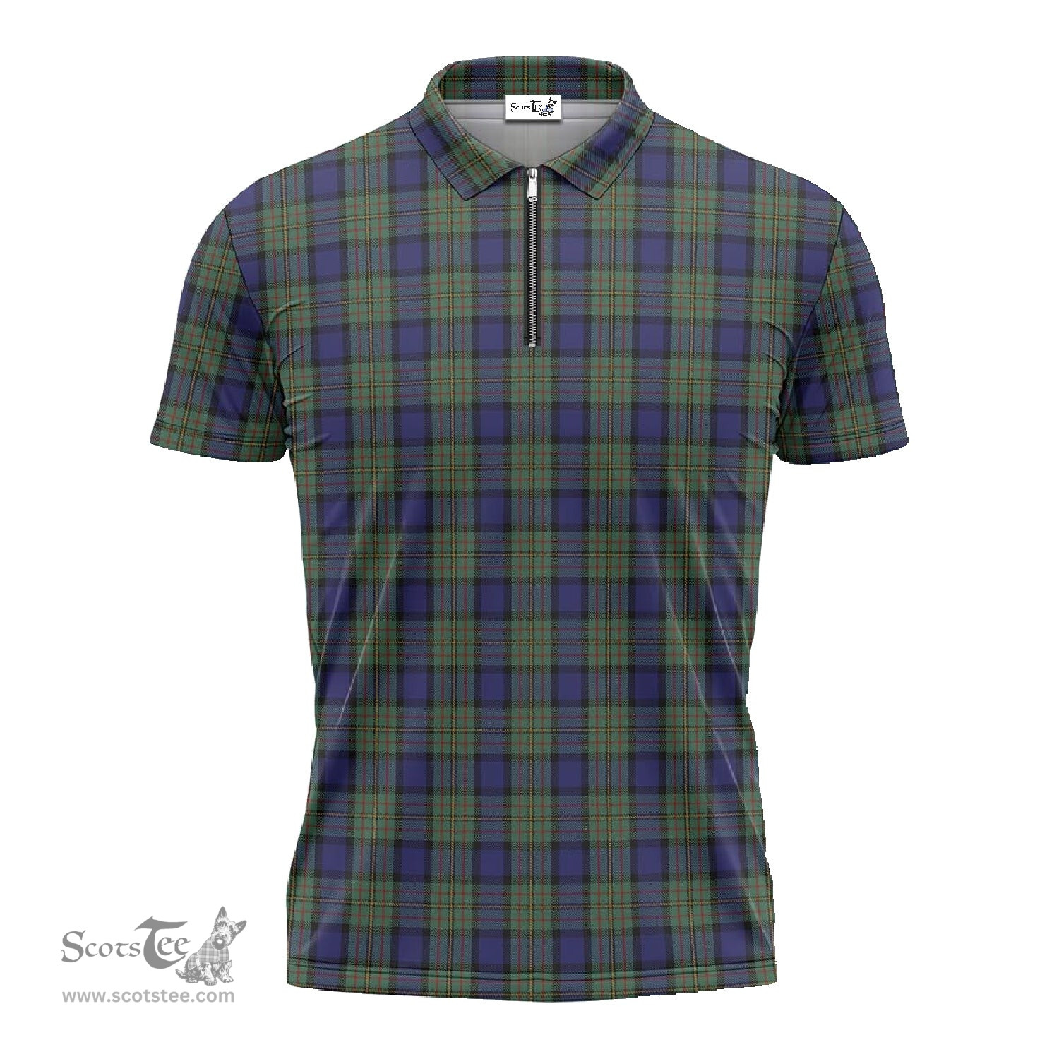 ScotsTee Shop Scottish MacLaren Clan Tartan Zipper Polo Shirt
