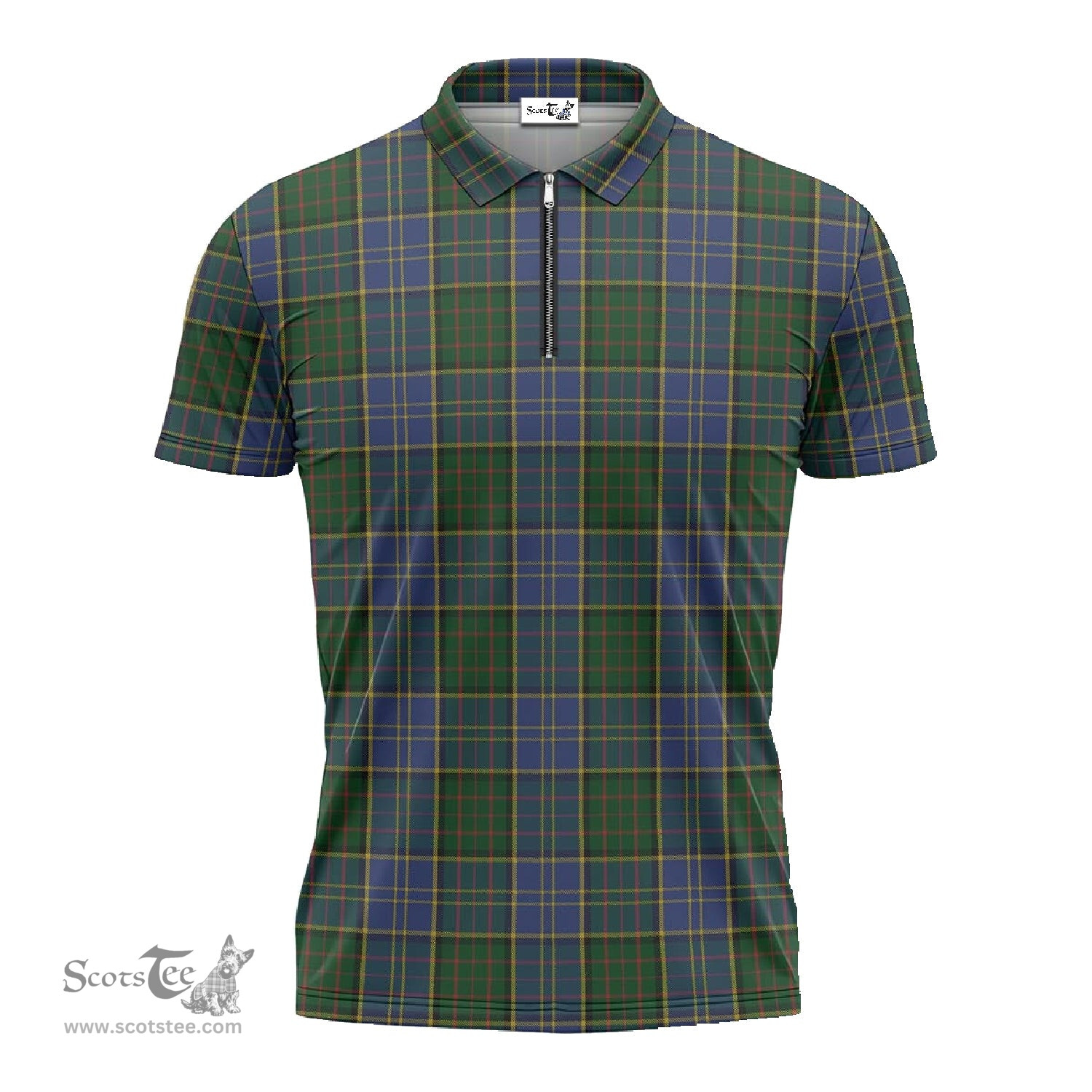 ScotsTee Shop Scottish MacMillan Hunting Clan Tartan Zipper Polo Shirt