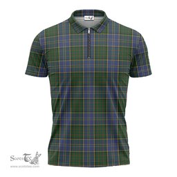 ScotsTee Shop Scottish MacMillan Hunting Clan Tartan Zipper Polo Shirt