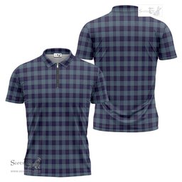 ScotsTee Shop Scottish Roberts of Wales Clan Tartan Zipper Polo Shirt