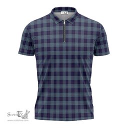 ScotsTee Shop Scottish Roberts of Wales Clan Tartan Zipper Polo Shirt