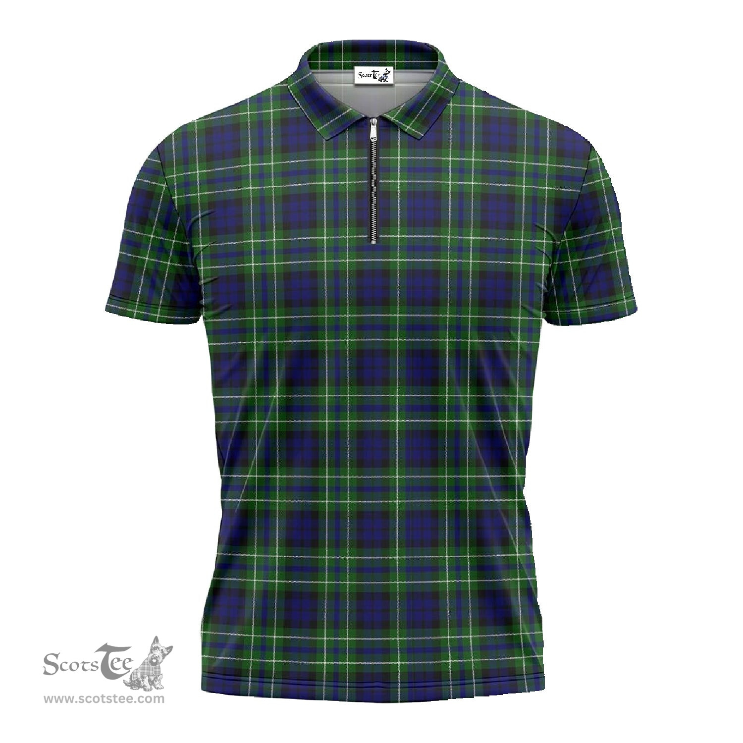 ScotsTee Shop Scottish MacNeil of Colonsay Modern Clan Tartan Zipper Polo Shirt