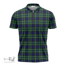 ScotsTee Shop Scottish MacNeil of Colonsay Modern Clan Tartan Zipper Polo Shirt