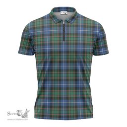 ScotsTee Shop Scottish MacRae Hunting Ancient Clan Tartan Zipper Polo Shirt