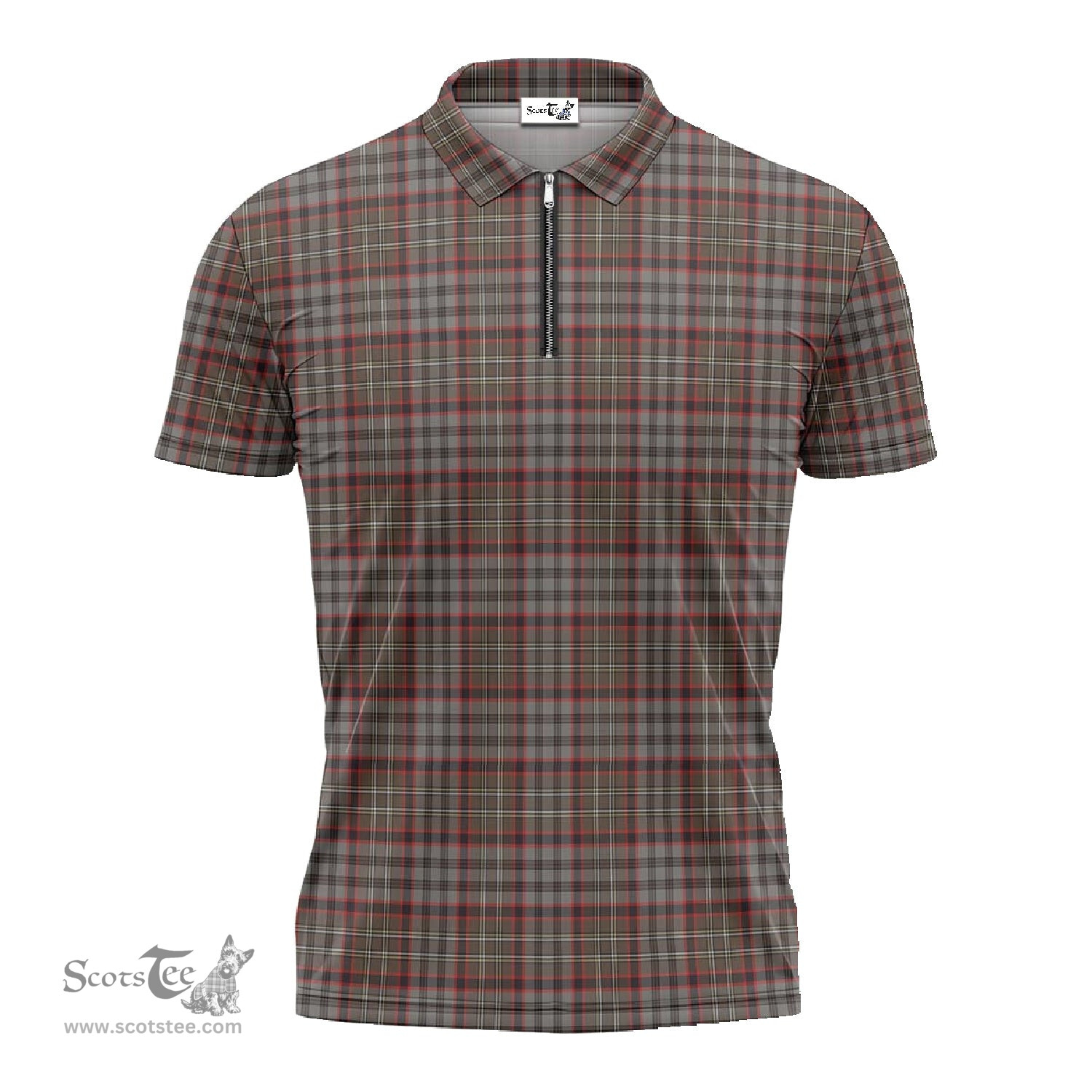 ScotsTee Shop Scottish Nicolson Hunting Weathered Clan Tartan Zipper Polo Shirt