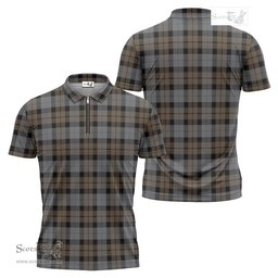 ScotsTee Shop Scottish MacKay Weathered Clan Tartan Zipper Polo Shirt