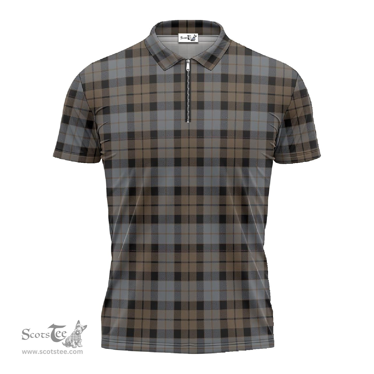 ScotsTee Shop Scottish MacKay Weathered Clan Tartan Zipper Polo Shirt