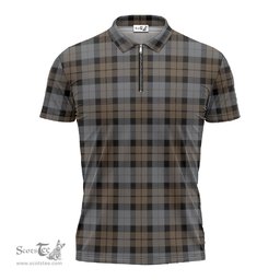 ScotsTee Shop Scottish MacKay Weathered Clan Tartan Zipper Polo Shirt