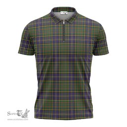 ScotsTee Shop Scottish MacMillan Hunting Modern Clan Tartan Zipper Polo Shirt