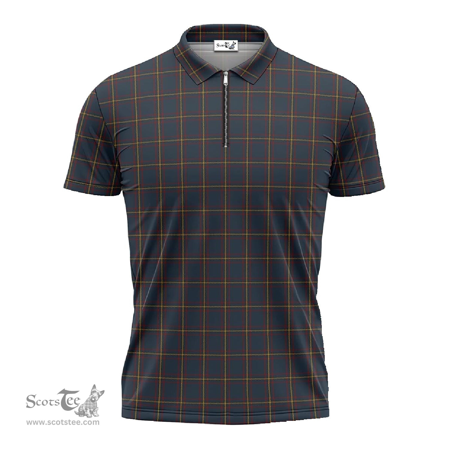 ScotsTee Shop Scottish MacLaine of Lochbuie Hunting Clan Tartan Zipper Polo Shirt