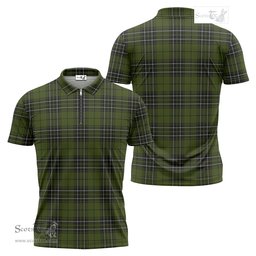 ScotsTee Shop Scottish MacLean Hunting Clan Tartan Zipper Polo Shirt