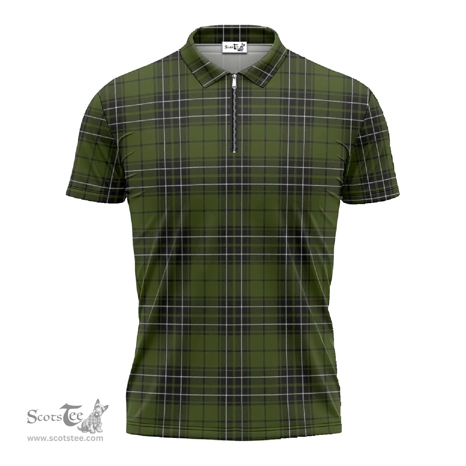 ScotsTee Shop Scottish MacLean Hunting Clan Tartan Zipper Polo Shirt