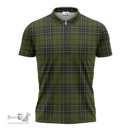 ScotsTee Shop Scottish MacLean Hunting Clan Tartan Zipper Polo Shirt