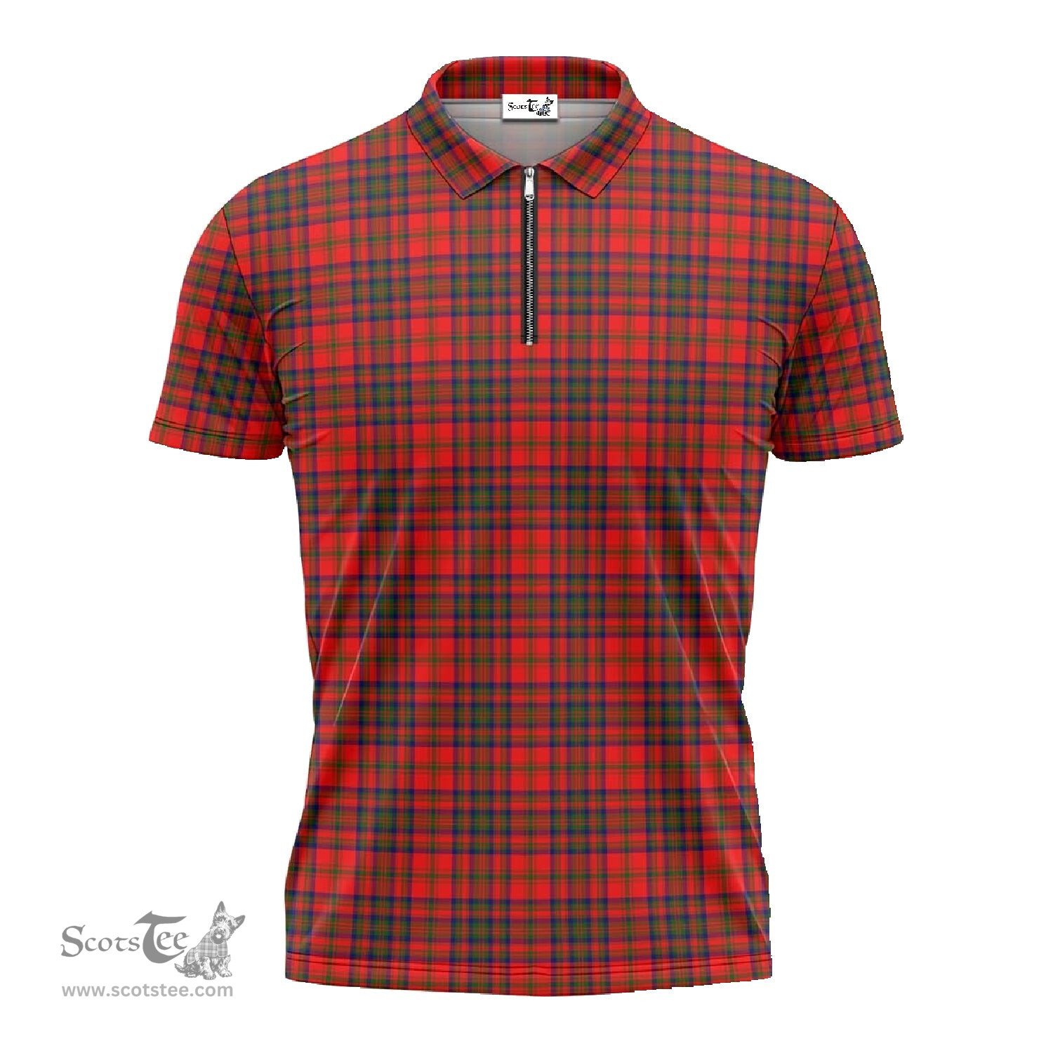 ScotsTee Shop Scottish Matheson Modern Clan Tartan Zipper Polo Shirt