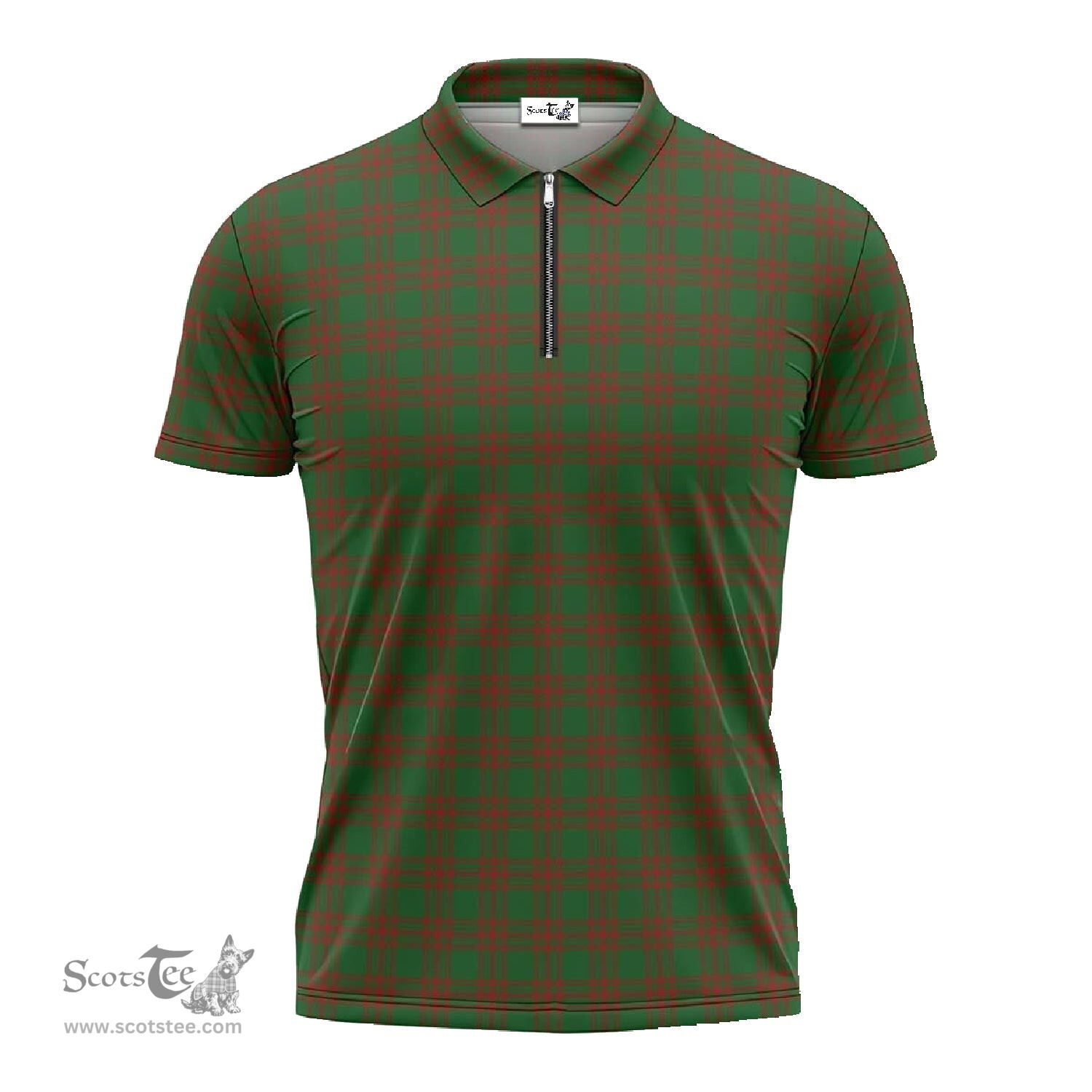 ScotsTee Shop Scottish Menzies Clan Tartan Zipper Polo Shirt