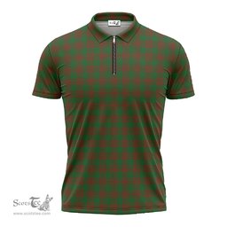 ScotsTee Shop Scottish Menzies Clan Tartan Zipper Polo Shirt
