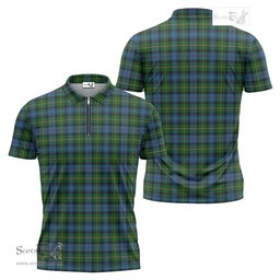 ScotsTee Shop Scottish MacLeod of Skye Clan Tartan Zipper Polo Shirt