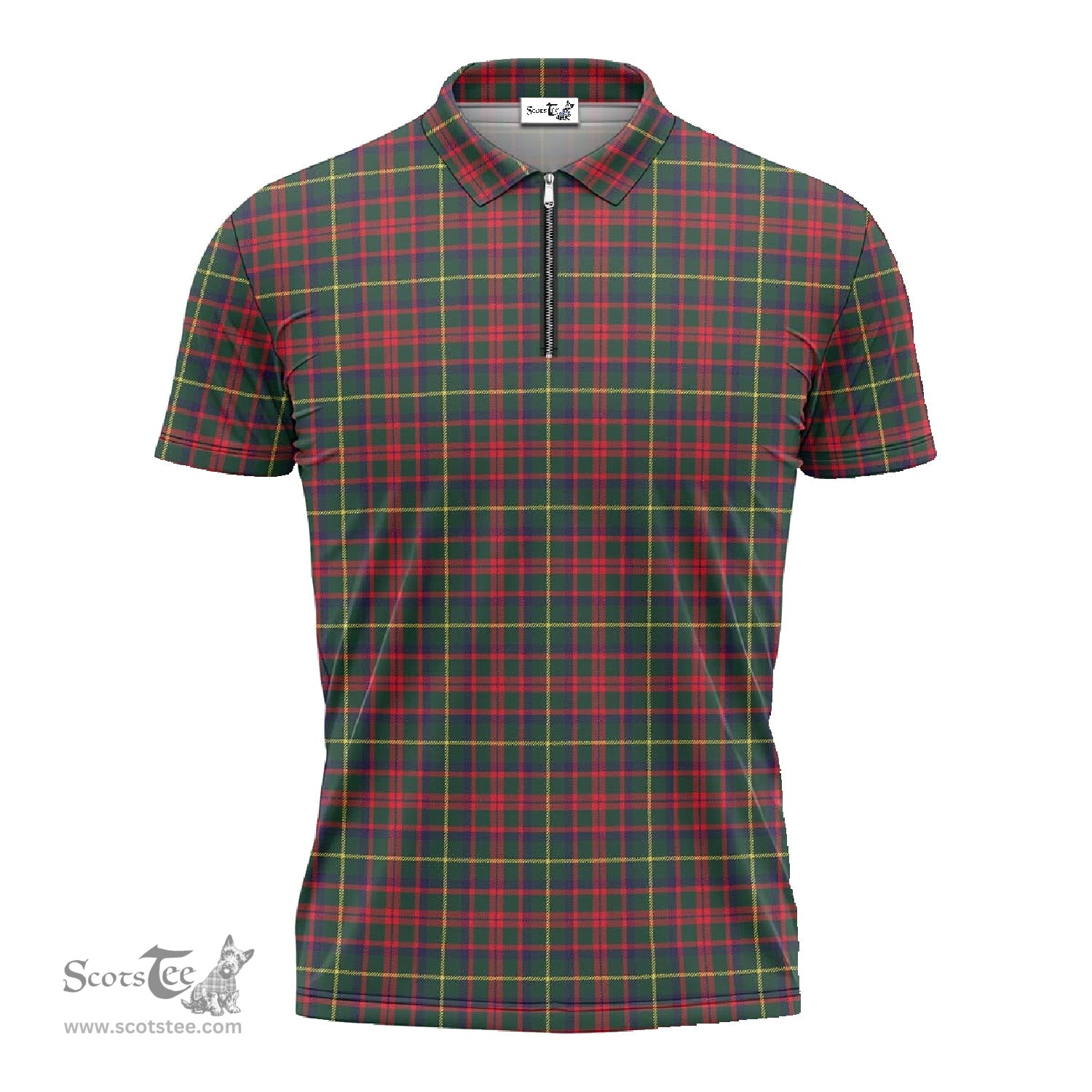ScotsTee Shop Scottish MacIntosh Hunting Modern Clan Tartan Zipper Polo Shirt