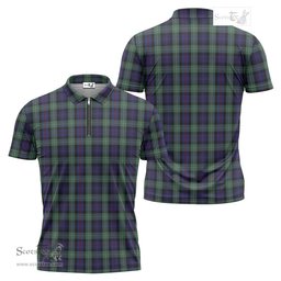 ScotsTee Shop Scottish MacKenzie Hunting Green Clan Tartan Zipper Polo Shirt