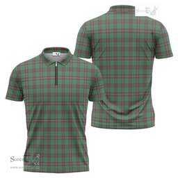 ScotsTee Shop Scottish MacKinnon Hunting Ancient Clan Tartan Zipper Polo Shirt