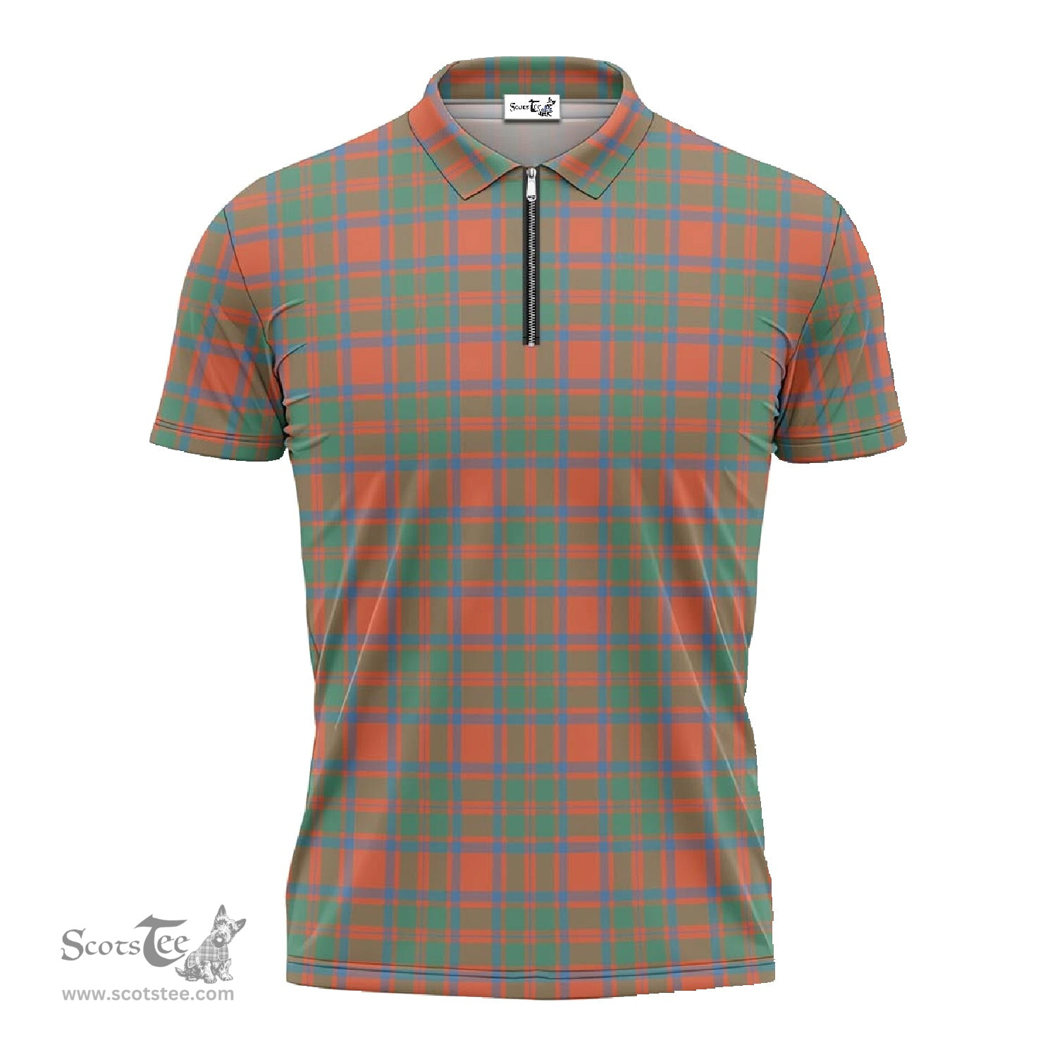 ScotsTee Shop Scottish MacIntosh Ancient Clan Tartan Zipper Polo Shirt
