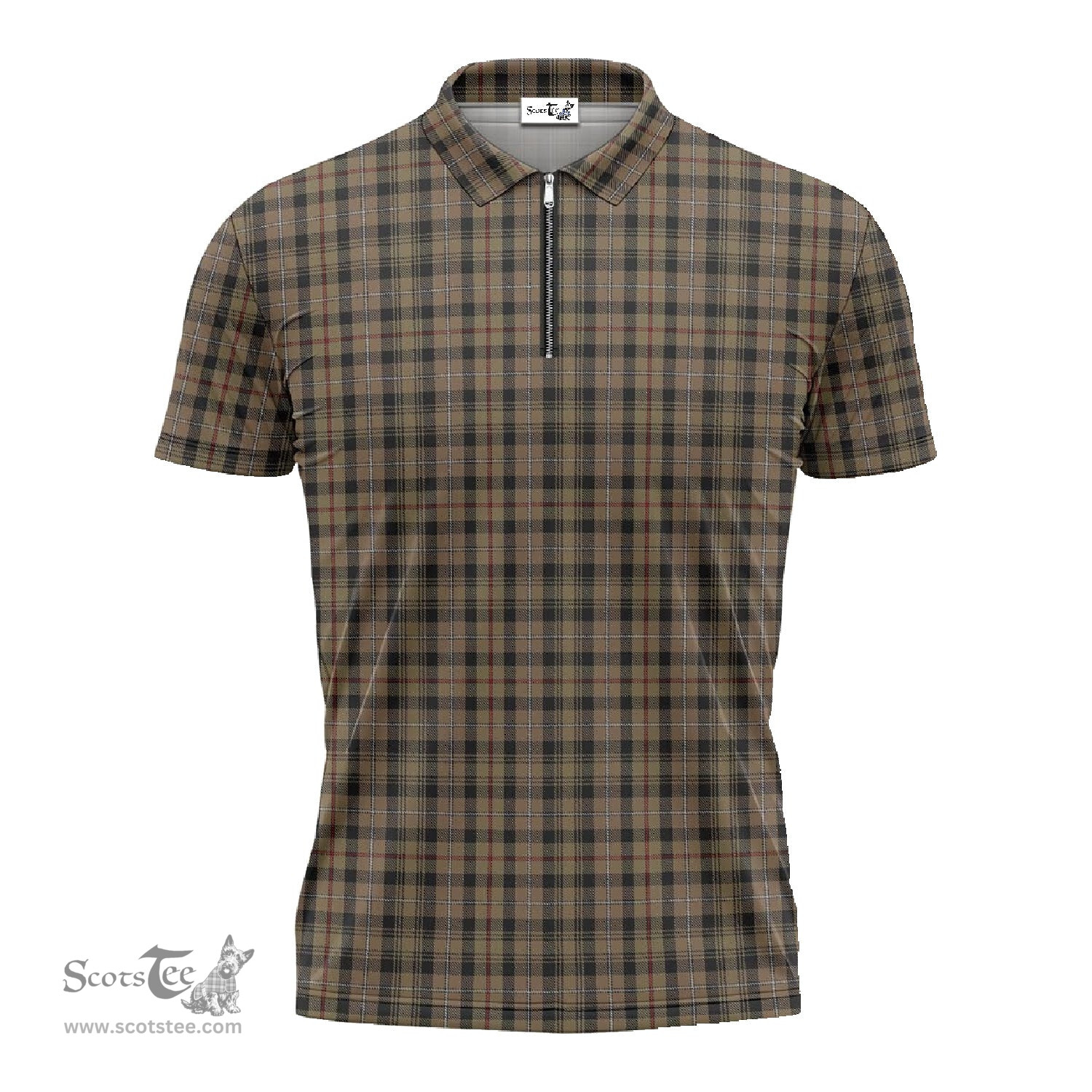 ScotsTee Shop Scottish MacKenzie Hunting Clan Tartan Zipper Polo Shirt