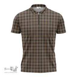 ScotsTee Shop Scottish MacKenzie Hunting Clan Tartan Zipper Polo Shirt