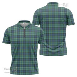 ScotsTee Shop Scottish MacNeil of Colonsay Ancient Clan Tartan Zipper Polo Shirt