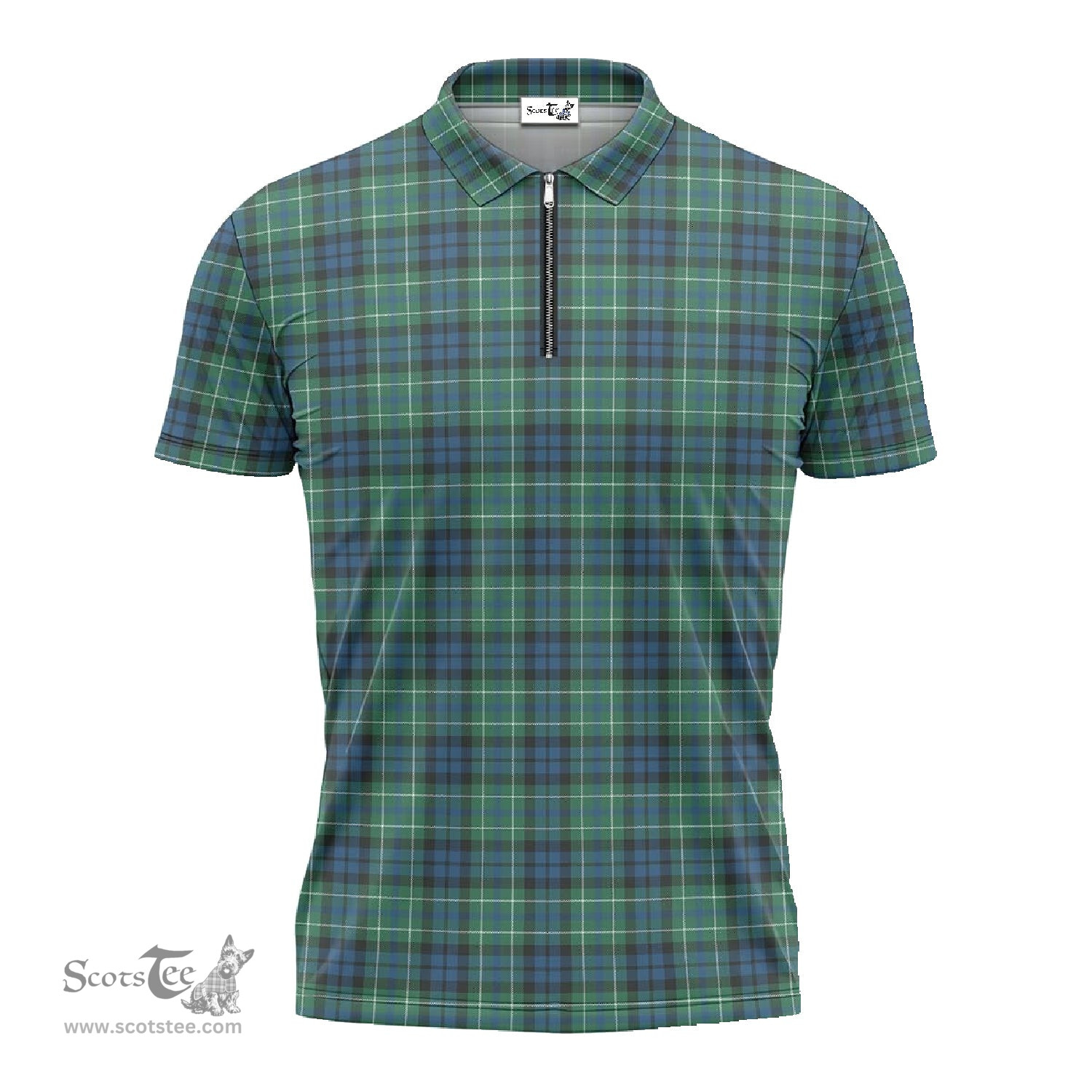 ScotsTee Shop Scottish MacNeil of Colonsay Ancient Clan Tartan Zipper Polo Shirt