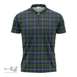 ScotsTee Shop Scottish MacRow Hunting Clan Tartan Zipper Polo Shirt