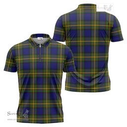 ScotsTee Shop Scottish Muir Clan Tartan Zipper Polo Shirt