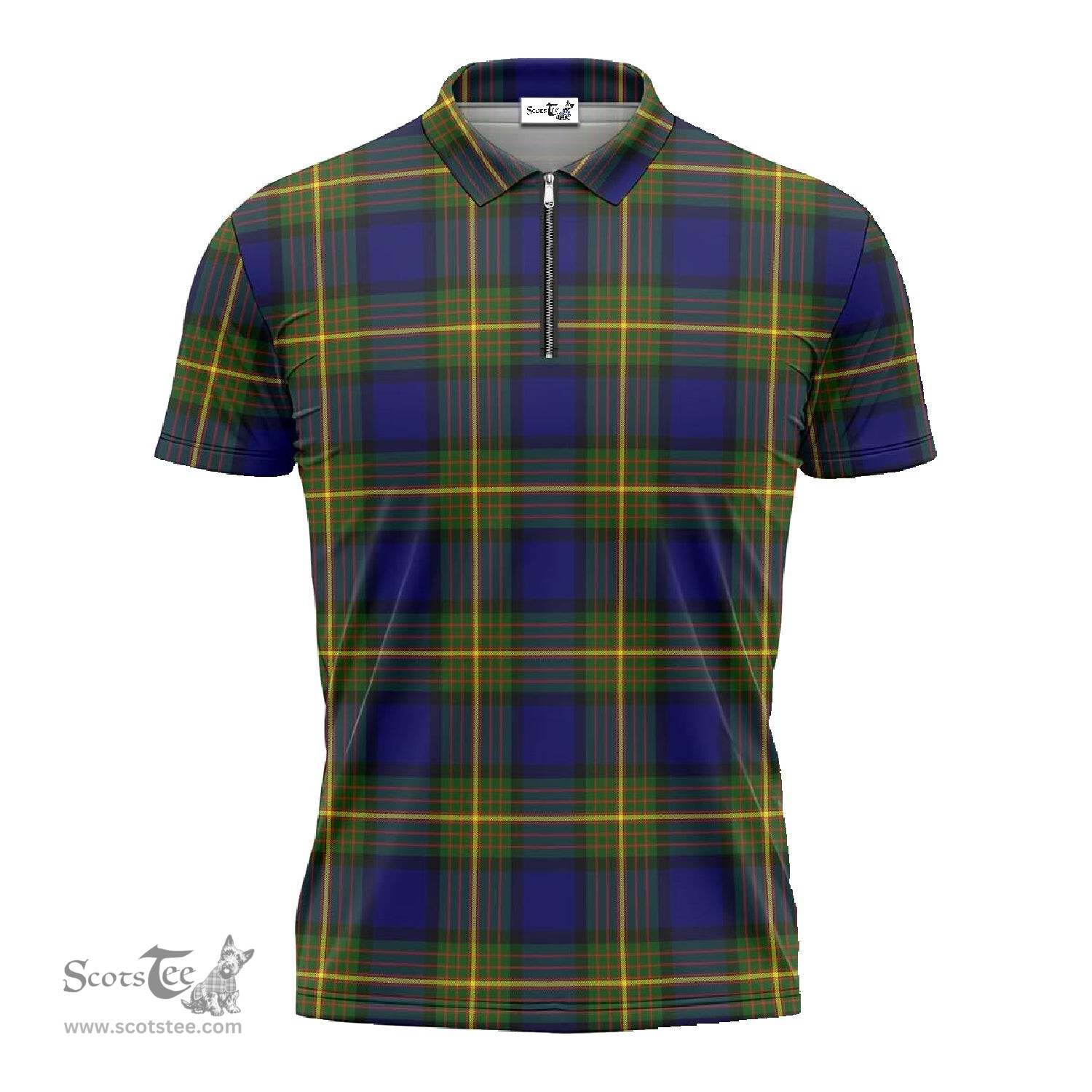 ScotsTee Shop Scottish Muir Clan Tartan Zipper Polo Shirt