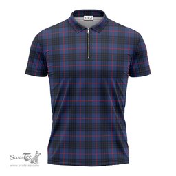 ScotsTee Shop Scottish McCoy Blue Clan Tartan Zipper Polo Shirt