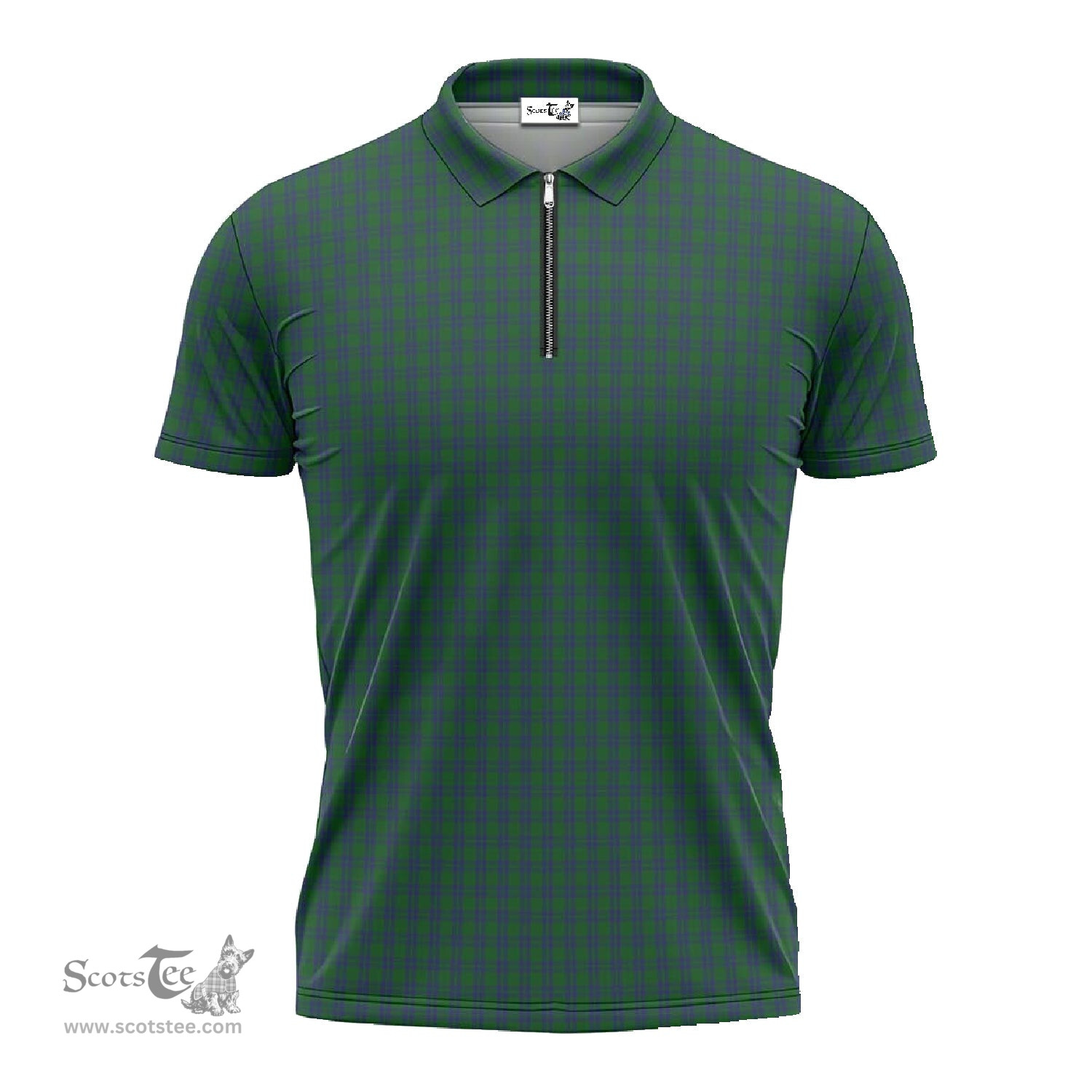 ScotsTee Shop Scottish Montgomery Clan Tartan Zipper Polo Shirt