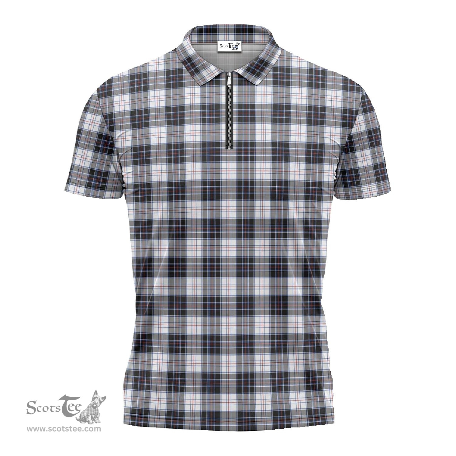 ScotsTee Shop Scottish MacRae Dress Modern Clan Tartan Zipper Polo Shirt
