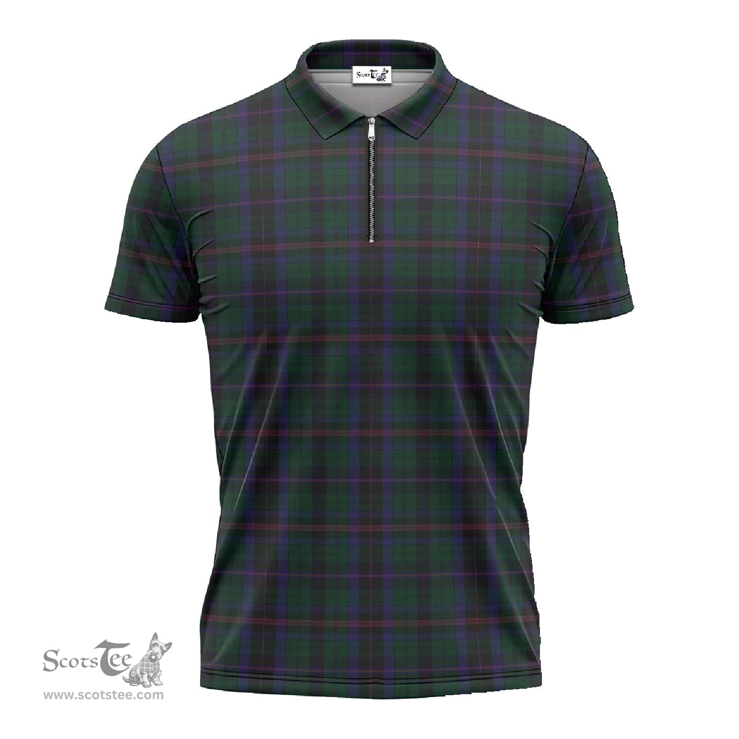 ScotsTee Shop Scottish Phillips of Wales Clan Tartan Zipper Polo Shirt