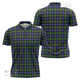 ScotsTee Shop Scottish MacNeil of Barra Modern Clan Tartan Zipper Polo Shirt
