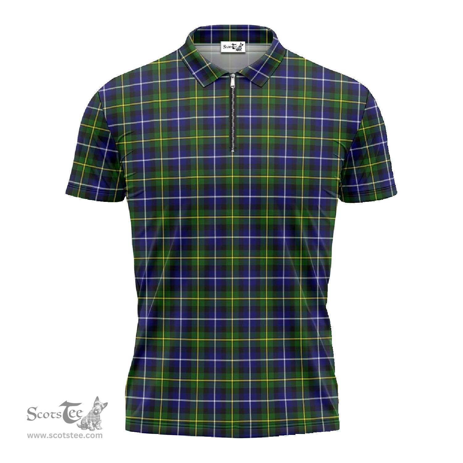 ScotsTee Shop Scottish MacNeil of Barra Modern Clan Tartan Zipper Polo Shirt