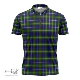 ScotsTee Shop Scottish MacNeil of Barra Modern Clan Tartan Zipper Polo Shirt