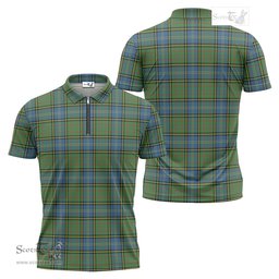 ScotsTee Shop Scottish MacMillan Hunting Ancient Clan Tartan Zipper Polo Shirt