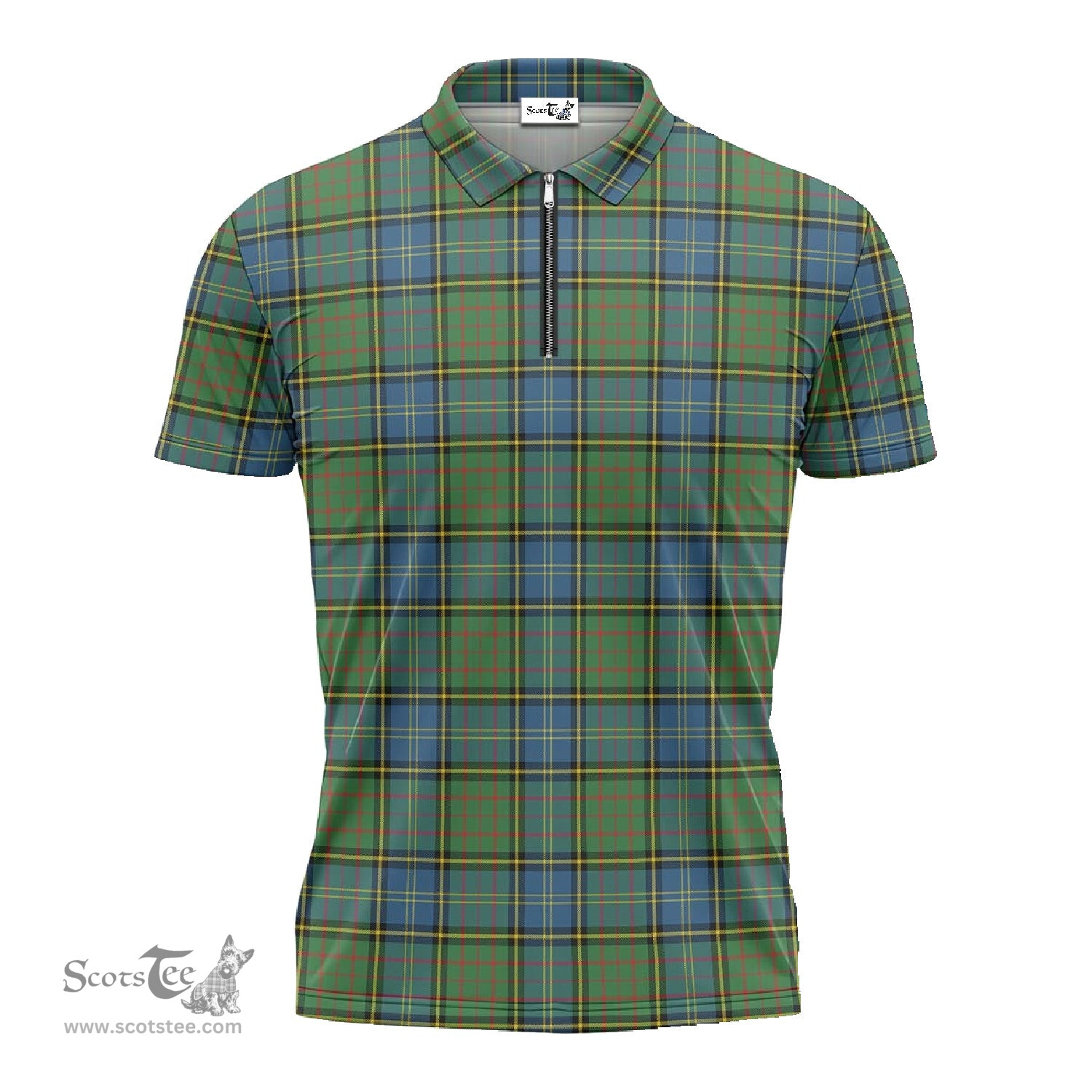 ScotsTee Shop Scottish MacMillan Hunting Ancient Clan Tartan Zipper Polo Shirt