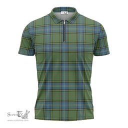 ScotsTee Shop Scottish MacMillan Hunting Ancient Clan Tartan Zipper Polo Shirt
