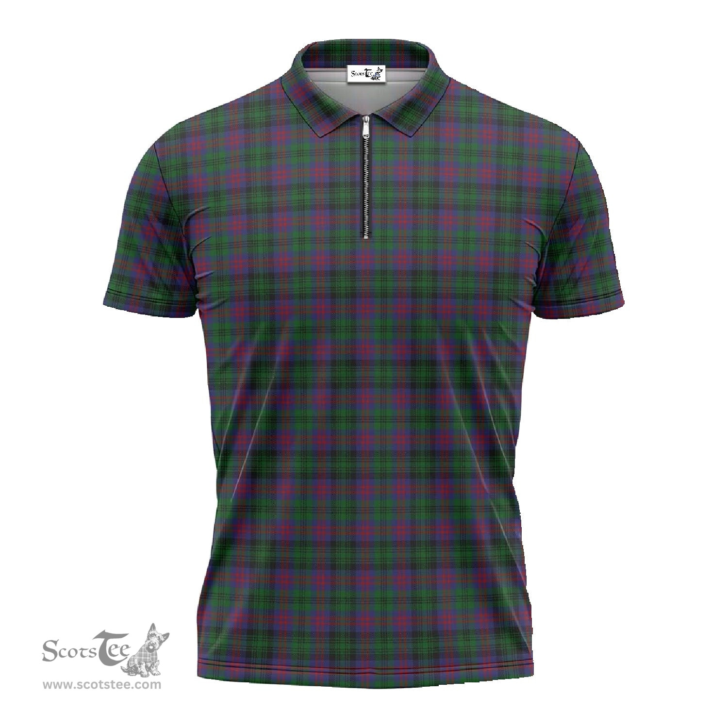 ScotsTee Shop Scottish MacLachlan Hunting Clan Tartan Zipper Polo Shirt
