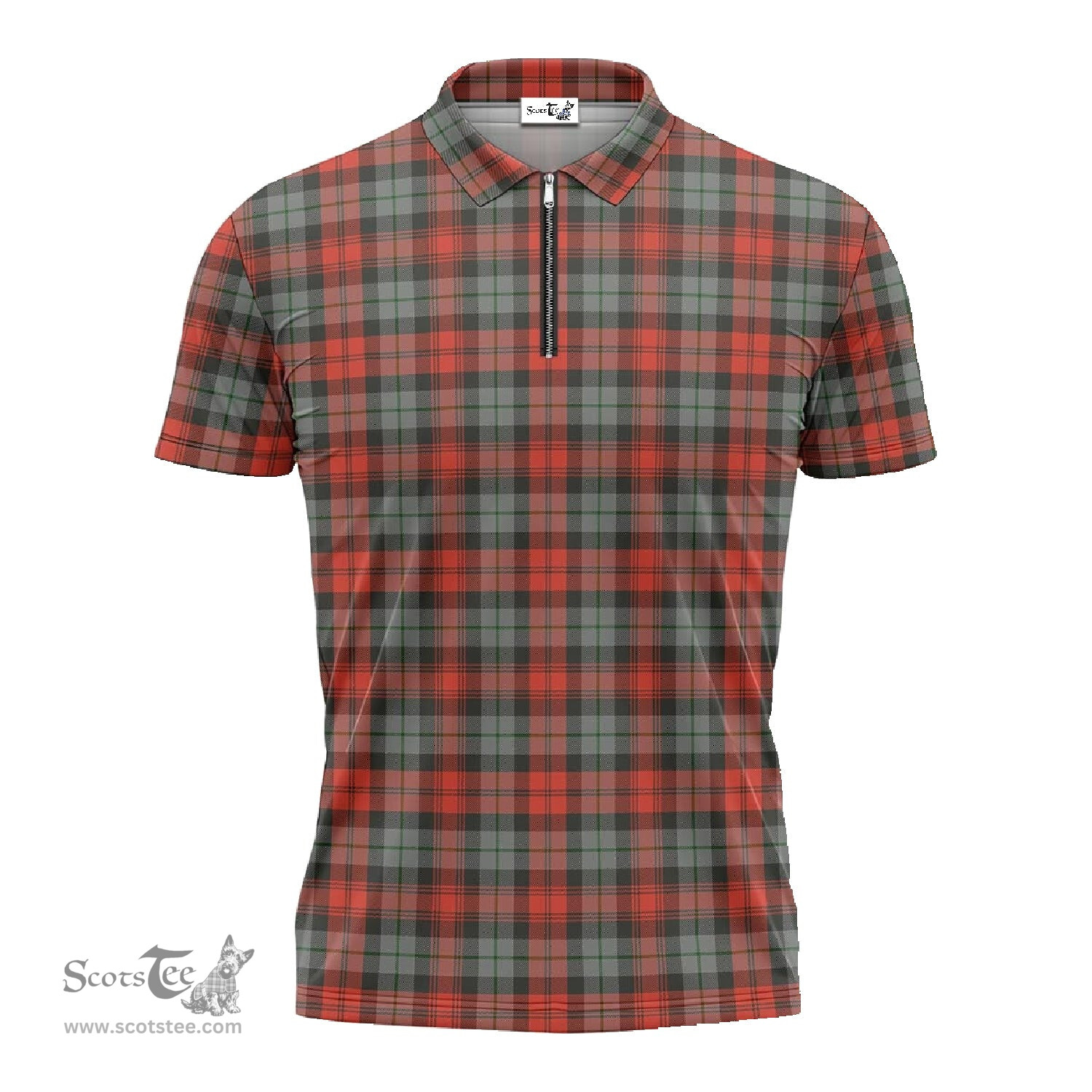 ScotsTee Shop Scottish MacLachlan Weathered Clan Tartan Zipper Polo Shirt